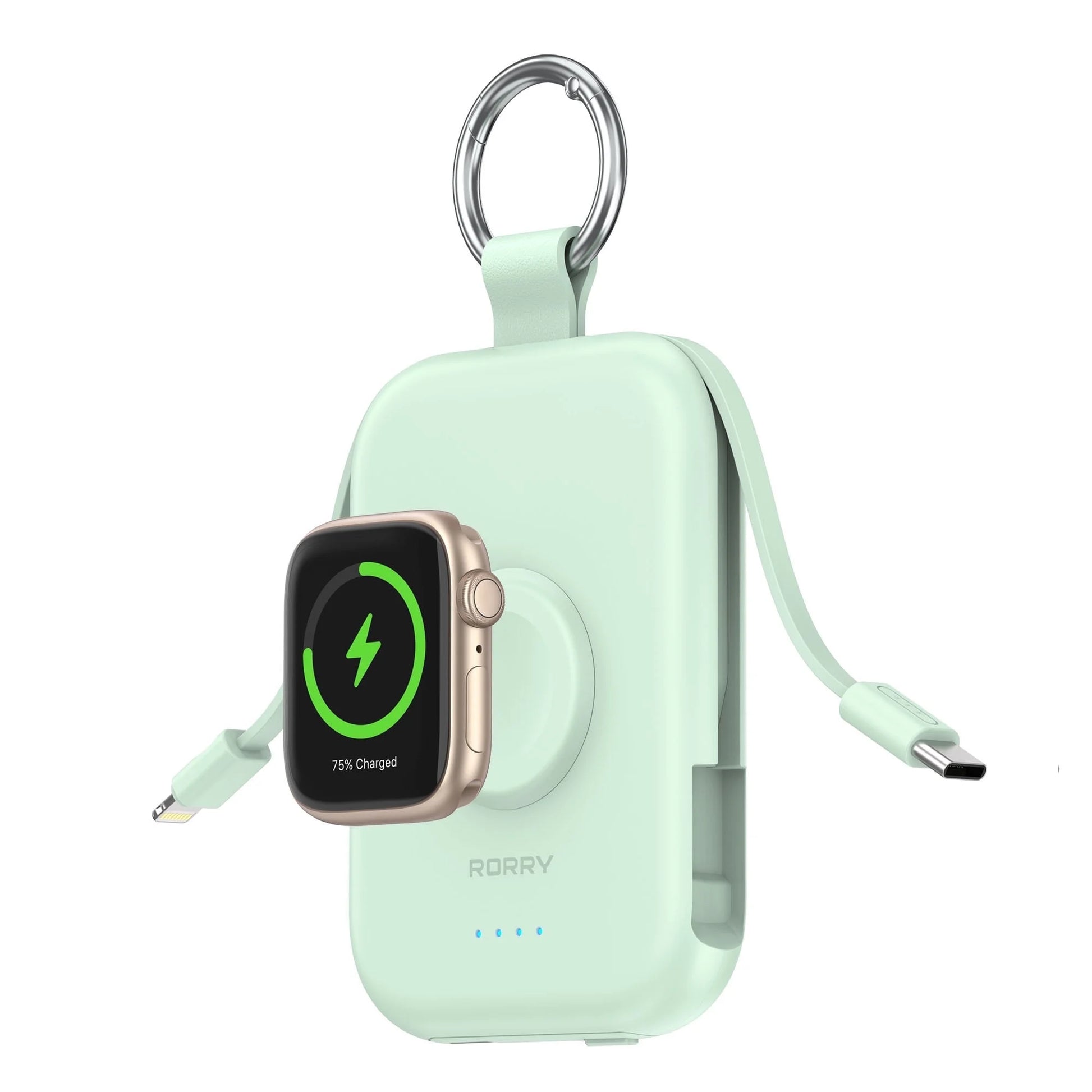 Portable Charger, 5000Mah Power Bank - Apple Watch Charger with Built-In Cables,Travel-Ready Portable Charger for Iphone 17/ 16/15/14 ,Android ,Apple Watch Ultra2/11/10/9/8, Green
