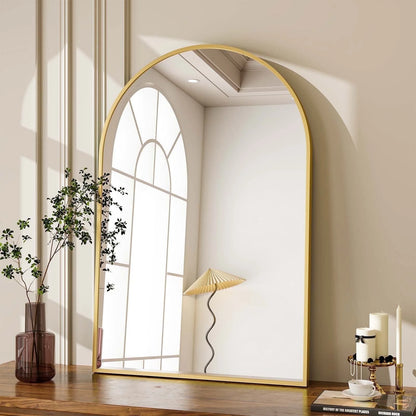 24"X 36" Bathroom Mirror Wall Vanity Arched Mirror, Gold