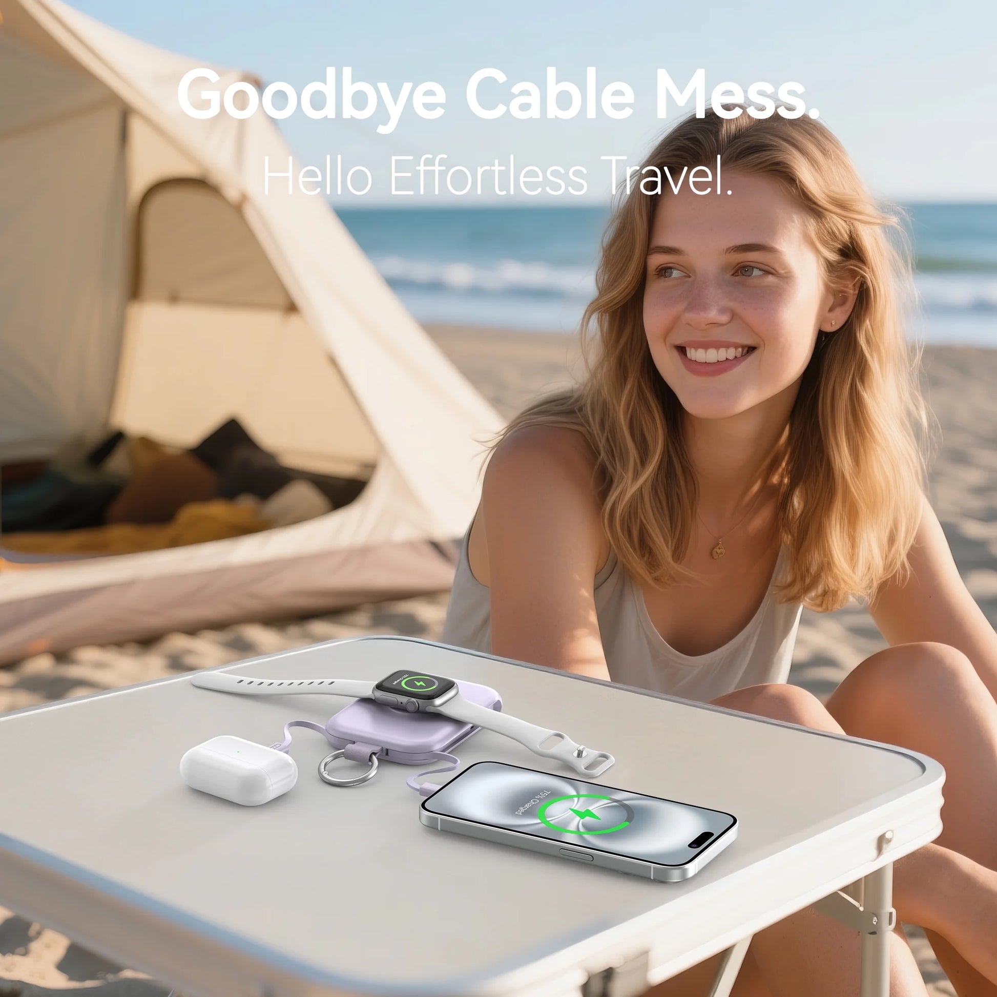 Portable Charger, 5000Mah Power Bank - Apple Watch Charger with Built-In Cables,Travel-Ready Portable Charger for Iphone 17/ 16/15/14 ,Android ,Apple Watch Ultra2/11/10/9/8, Green