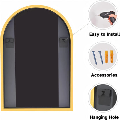 24"X 36" Bathroom Mirror Wall Vanity Arched Mirror, Gold