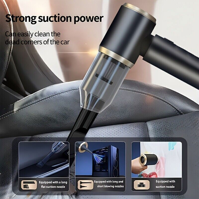 Mini 4 in 1 Upgrade Car Vacuum Cleaner Air Blower Wireless Handheld Rechargeable