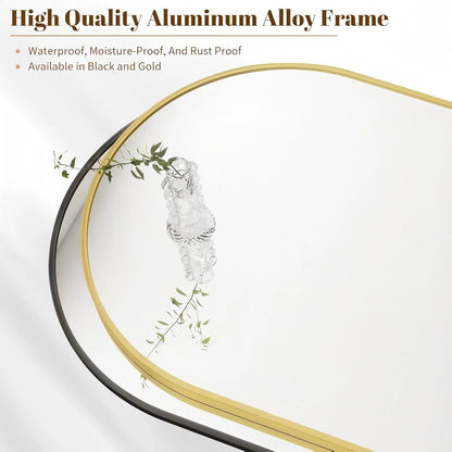 24"X 36" Bathroom Mirror Wall Vanity Arched Mirror, Gold