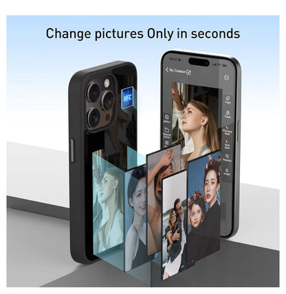 Smart NFC E-Ink Screen DIY Images Back Case for Iphone 16 Pro Max