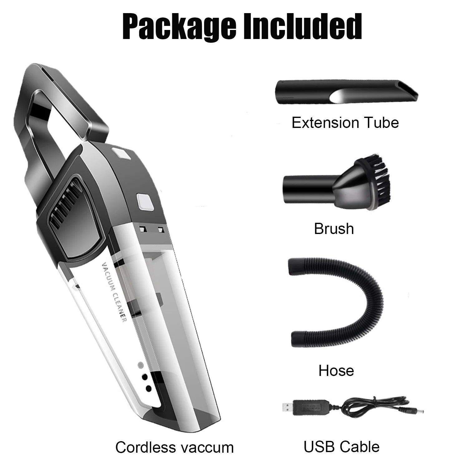 Portable Car Vacuum Cleaner, 120W Cordless Portable Duster Handheld Vacuum, Black