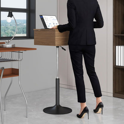 Small Vanity Desk with Adjustable Height Rotating 3 in 1 Flip Top Makeup Vanity with Mirror and Lights Mini Corner Brown Dressing Table for Bedroom