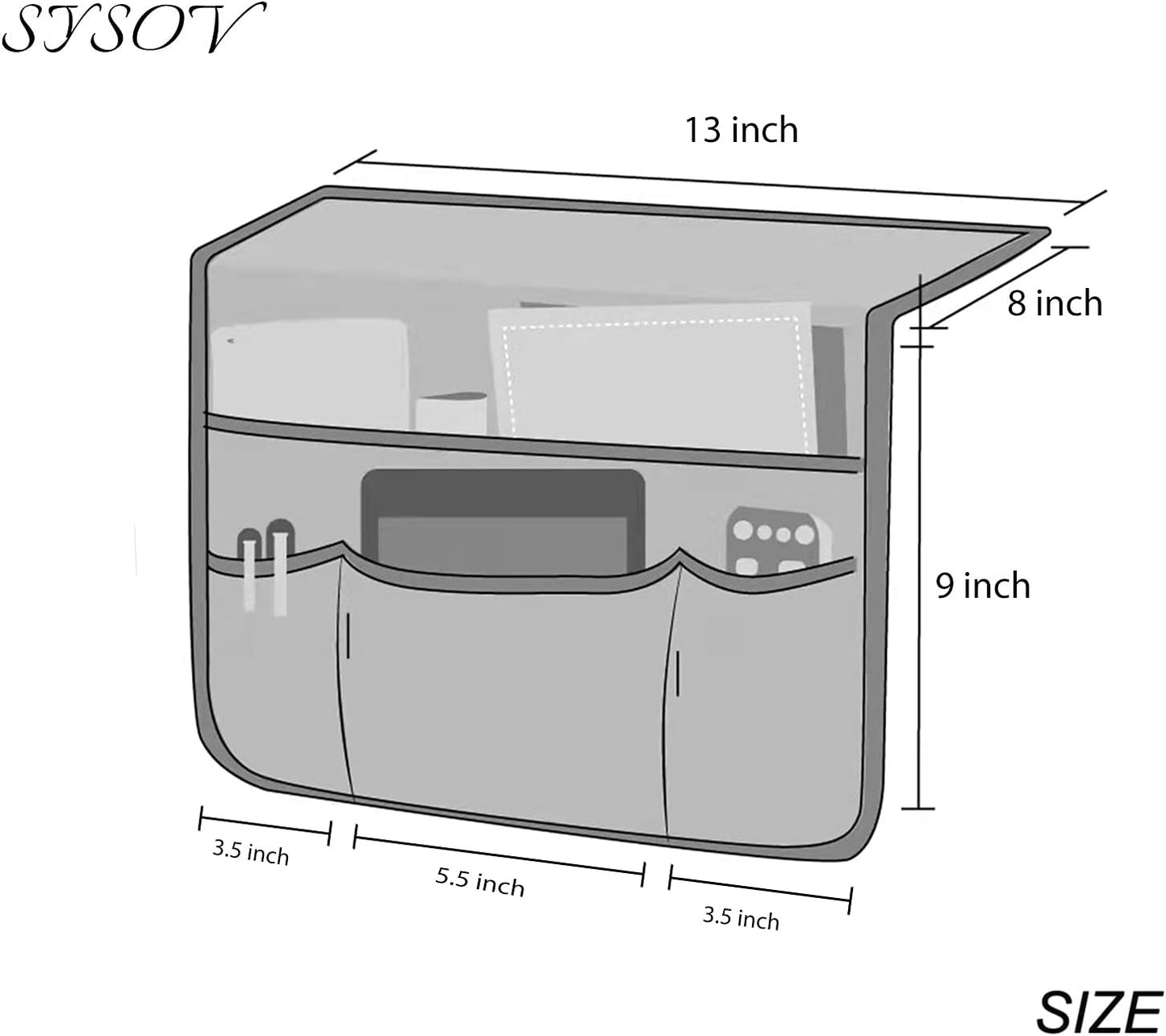 Bedside Caddy Bedside Storage Organizer Magazine Phone Tablet Ipad Remote Holder, Organizer Caddy for Home College Dorm Bed, Sofa, Bunk Bed (Black)