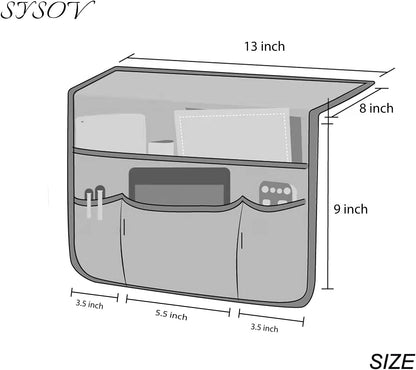 Bedside Caddy Bedside Storage Organizer Magazine Phone Tablet Ipad Remote Holder, Organizer Caddy for Home College Dorm Bed, Sofa, Bunk Bed (Black)