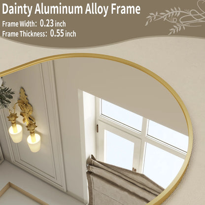 24"X 36" Bathroom Mirror Wall Vanity Arched Mirror, Gold