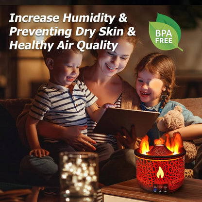 Volcano Diffuser, Essential Oil Diffuser, 300Ml, Flame & Volcano Mist Mode, Black