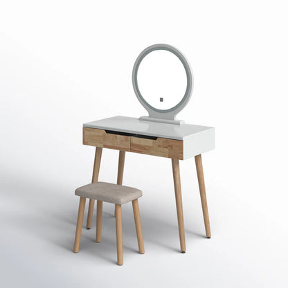 Rowell Vanity Table Set with 3 Modes Adjustable Brightness Mirror and Free Make-Up Organizer