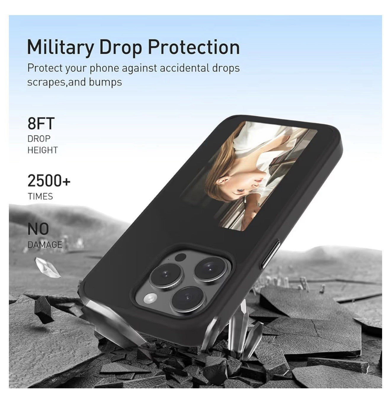 Smart NFC E-Ink Screen DIY Images Back Case for Iphone 16 Pro Max