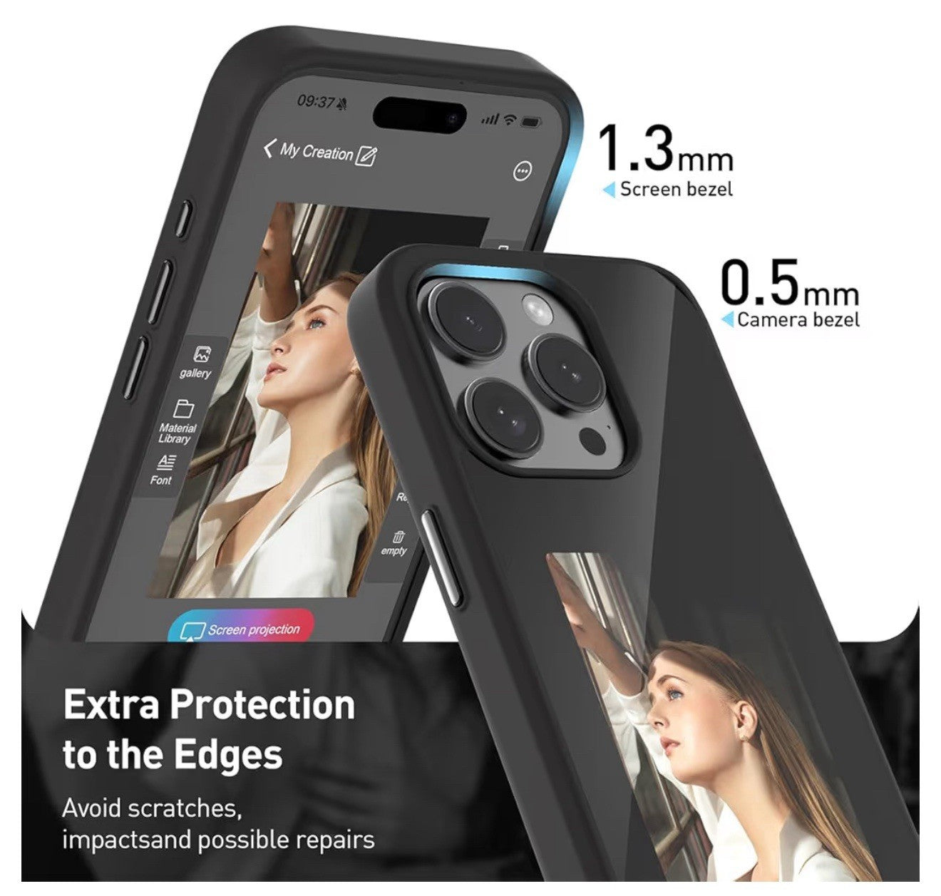 Smart NFC E-Ink Screen DIY Images Back Case for Iphone 16 Pro Max